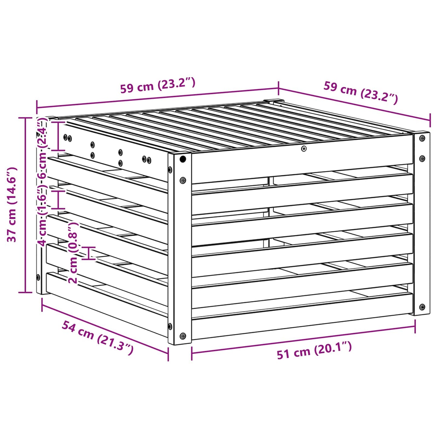 Tisch für Outdoor Massivholz Akazie Natur 59 x 59 x 37 cm