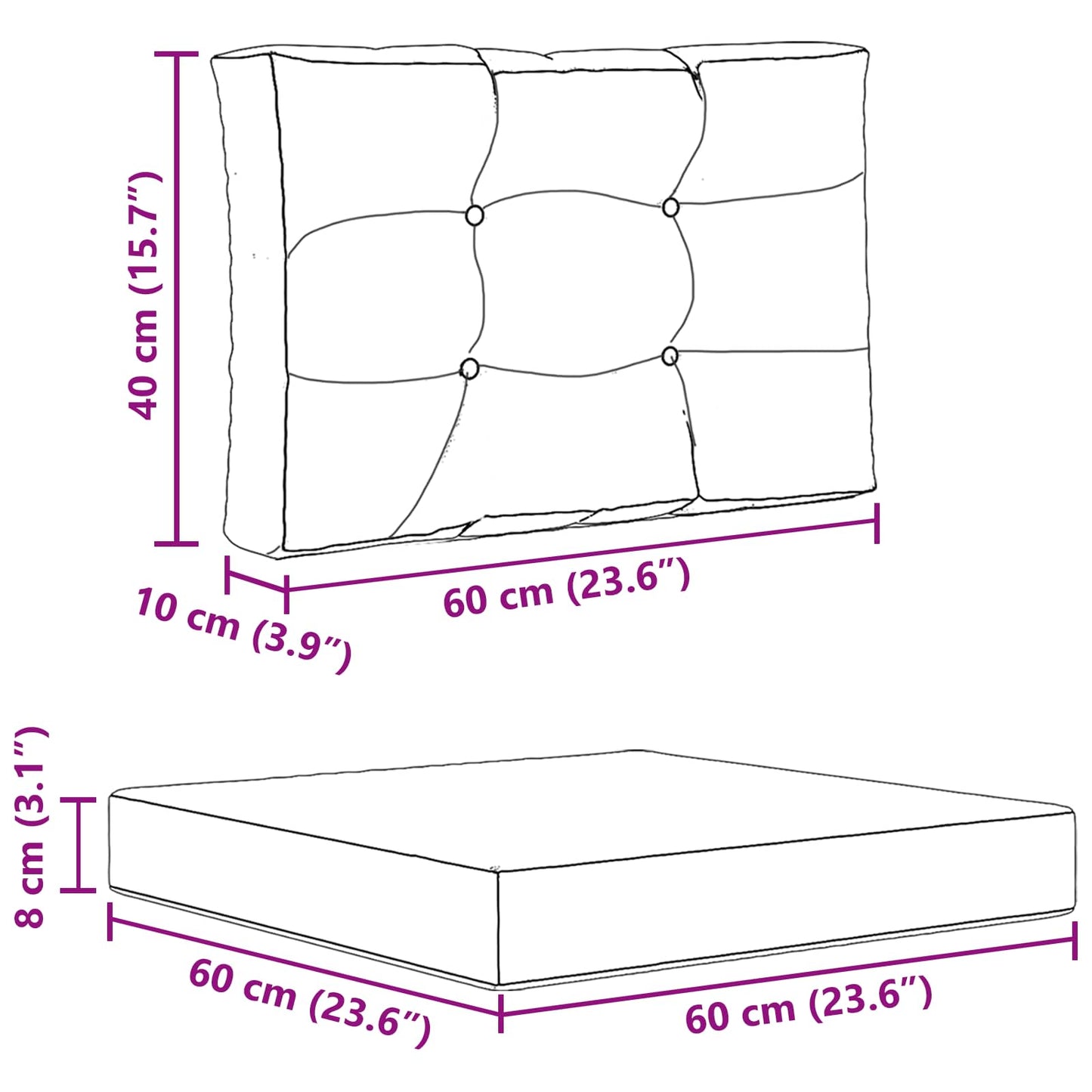 Sofakissen für draußen Polyester Bunt 60 x 60 cm