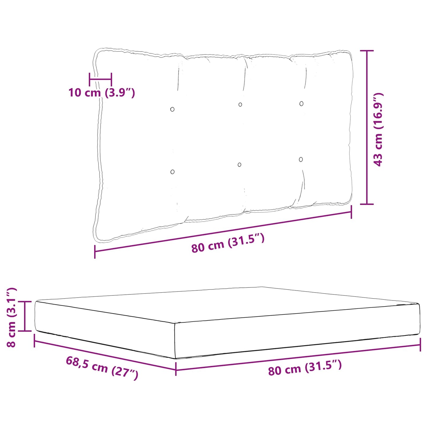 Sofakissen für draußen Polyester Grau 80 x 68,5 cm
