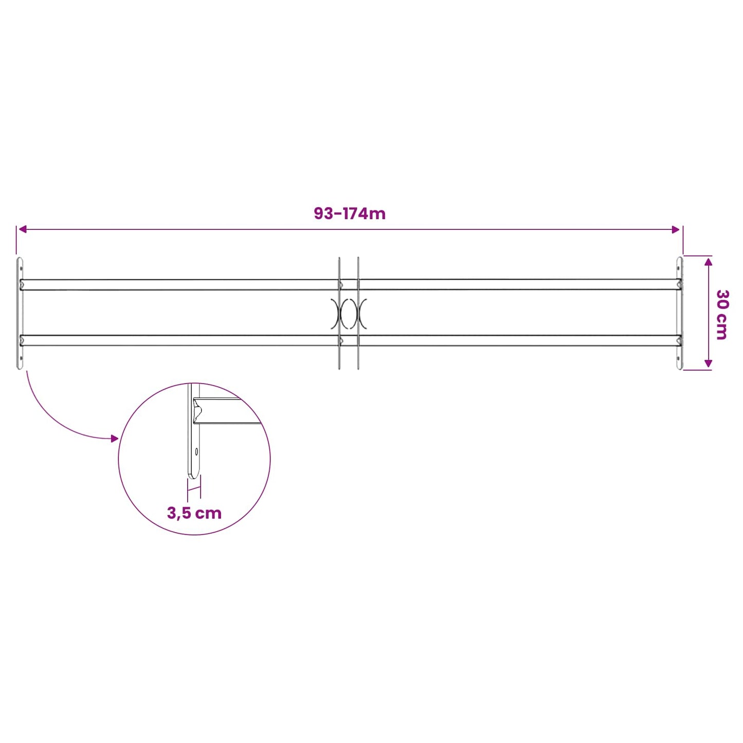 Fenstersicherheitsgitter 176 x 30 cm Galvanisiertes Stahl