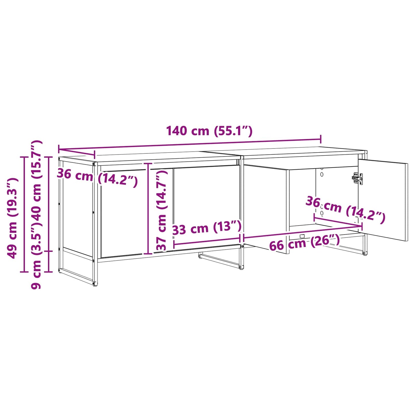 TV-Schränk 140 x 36 x 49,5 cm Sonoma Holzwerkstoff