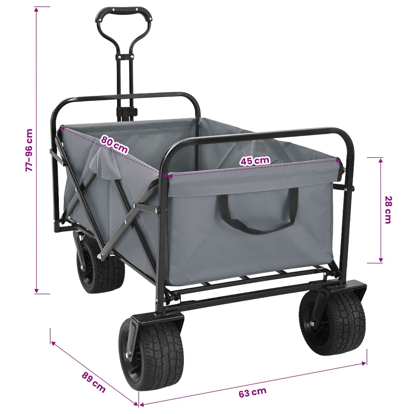 Faltwagen Grau 89 x 63 x 96 cm Stahl und Polyester-Oxford
