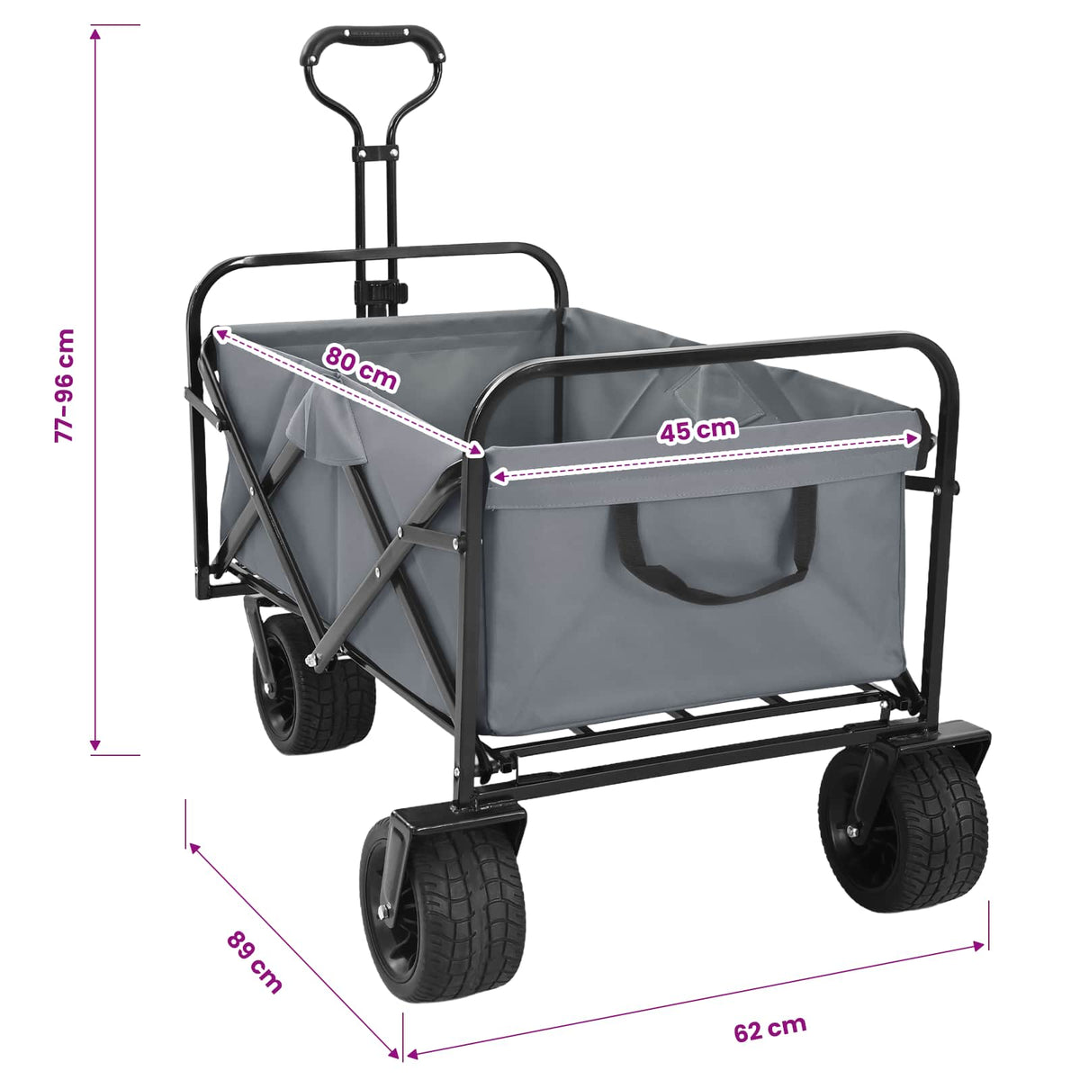 Faltbarer Einkaufswagen 89 x 63 x 96 cm Grau 200 kg