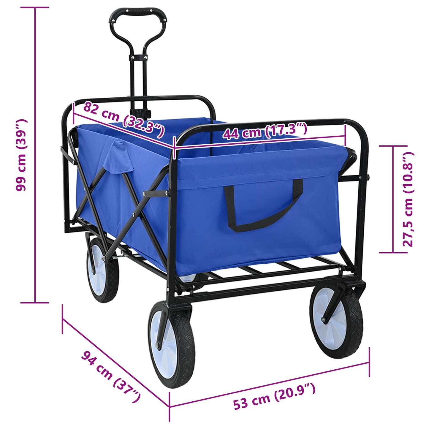 Klapp-Handwagen Blau 94 x 53 x 99 cm Oxford-Stoff