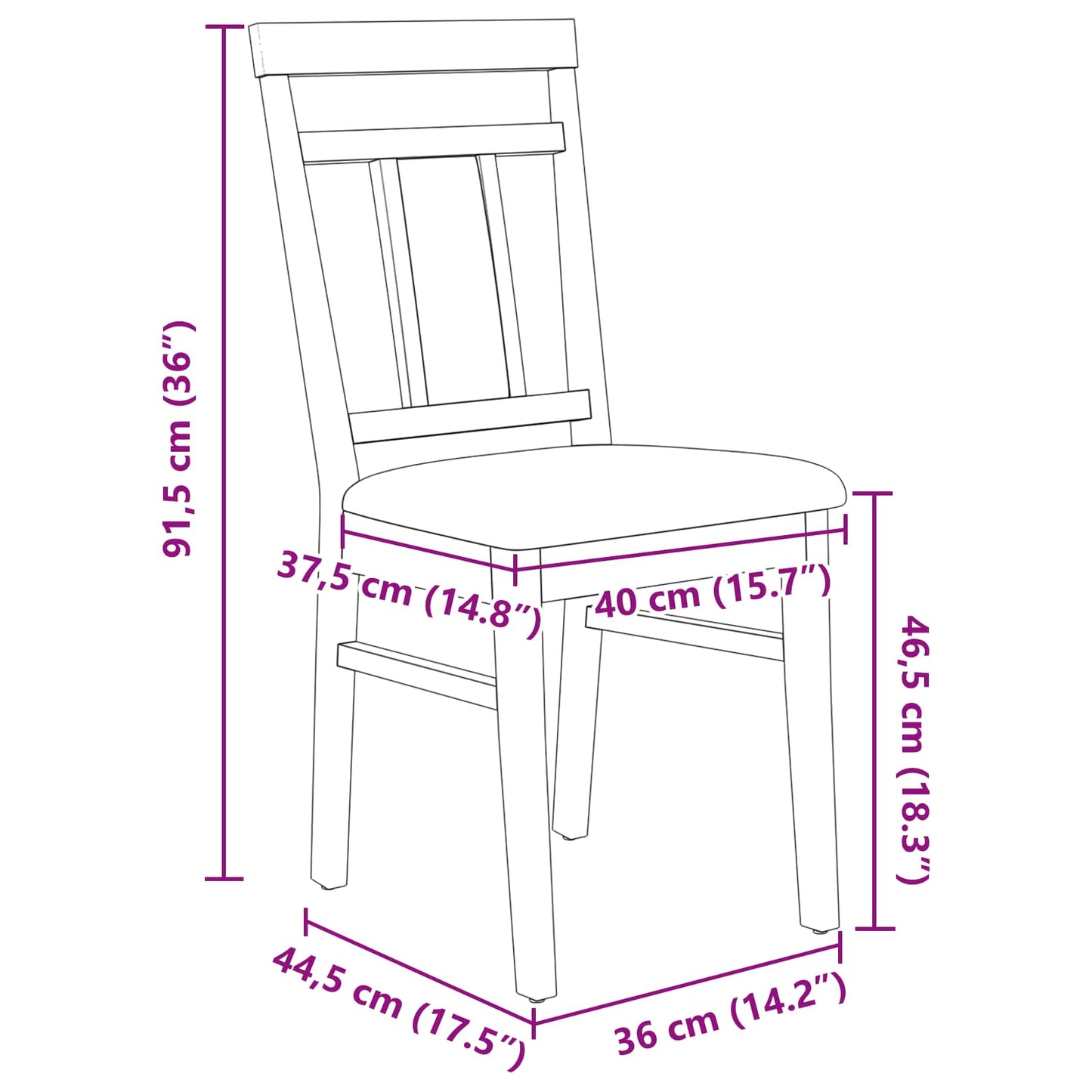 Esszimmerstuhl 2 stk. Massives Gummiholz Hellbraun und Schwarz