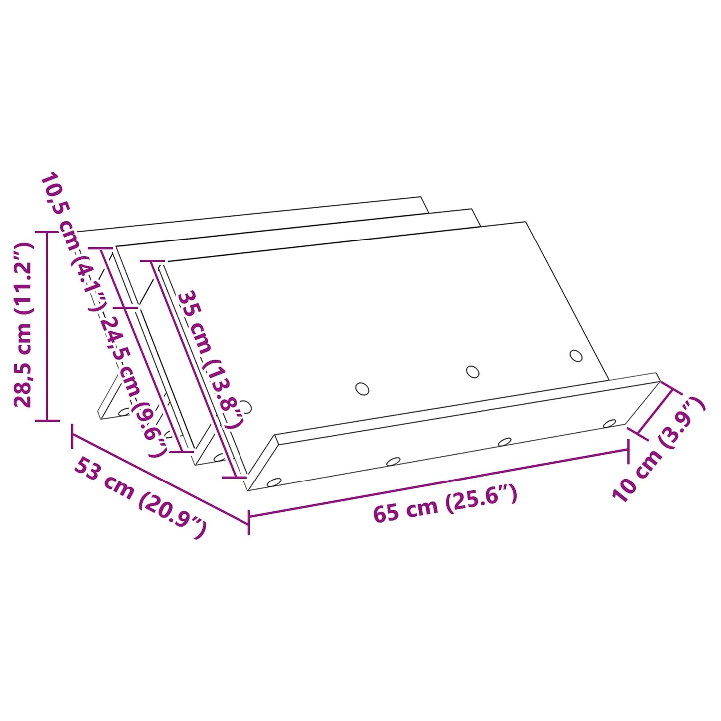 Magazinregal mit Regal Schwarz Eichen-Optik 65 x 53 x 28,5 cm