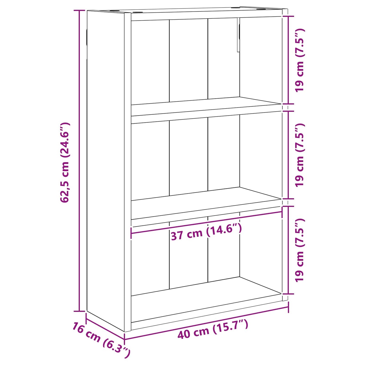 Badezimmer-Wandschrank Altholz 40 x 16 x 62,5 cm Holzwerkstoff