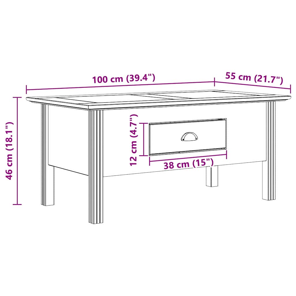 Couchtisch BODO Honigbraun 100 x 55 x 45,8 cm Holzwerkstoff