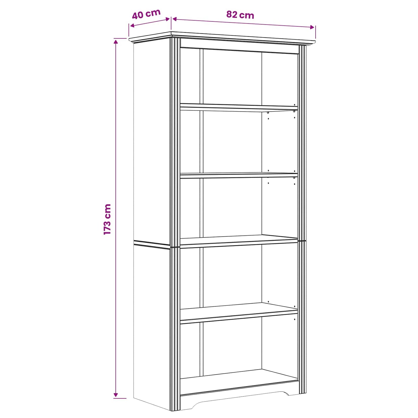 Bücherregal BODO 5 Ebenen 82 x 40 x 173 cm Holzwerkstoff