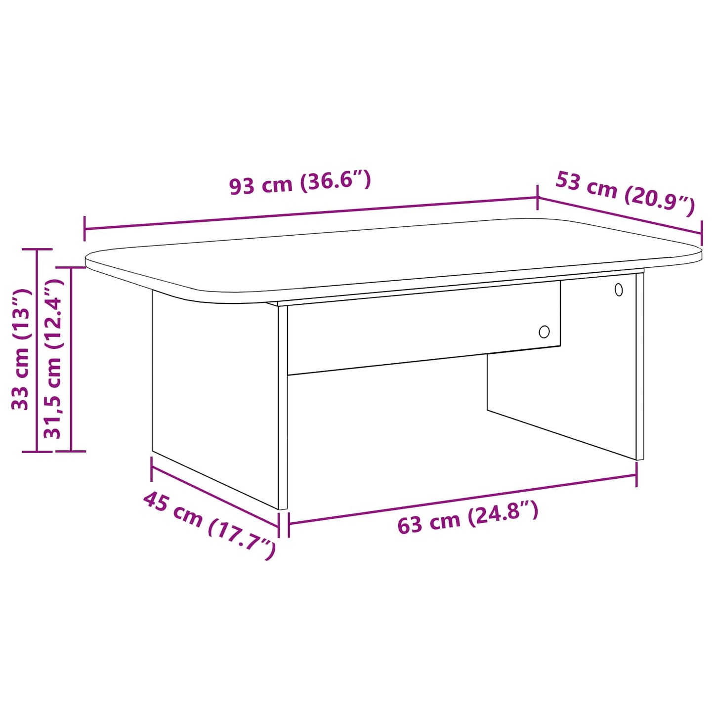 Couchtisch Schwarz 93 x 53 x 33 cm Holzwerkstoff
