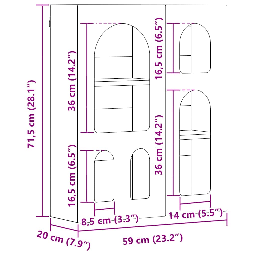Hängeschrank ELST Sonoma-Grau 59 x 20 x 71,5 cm Holzwerkstoff