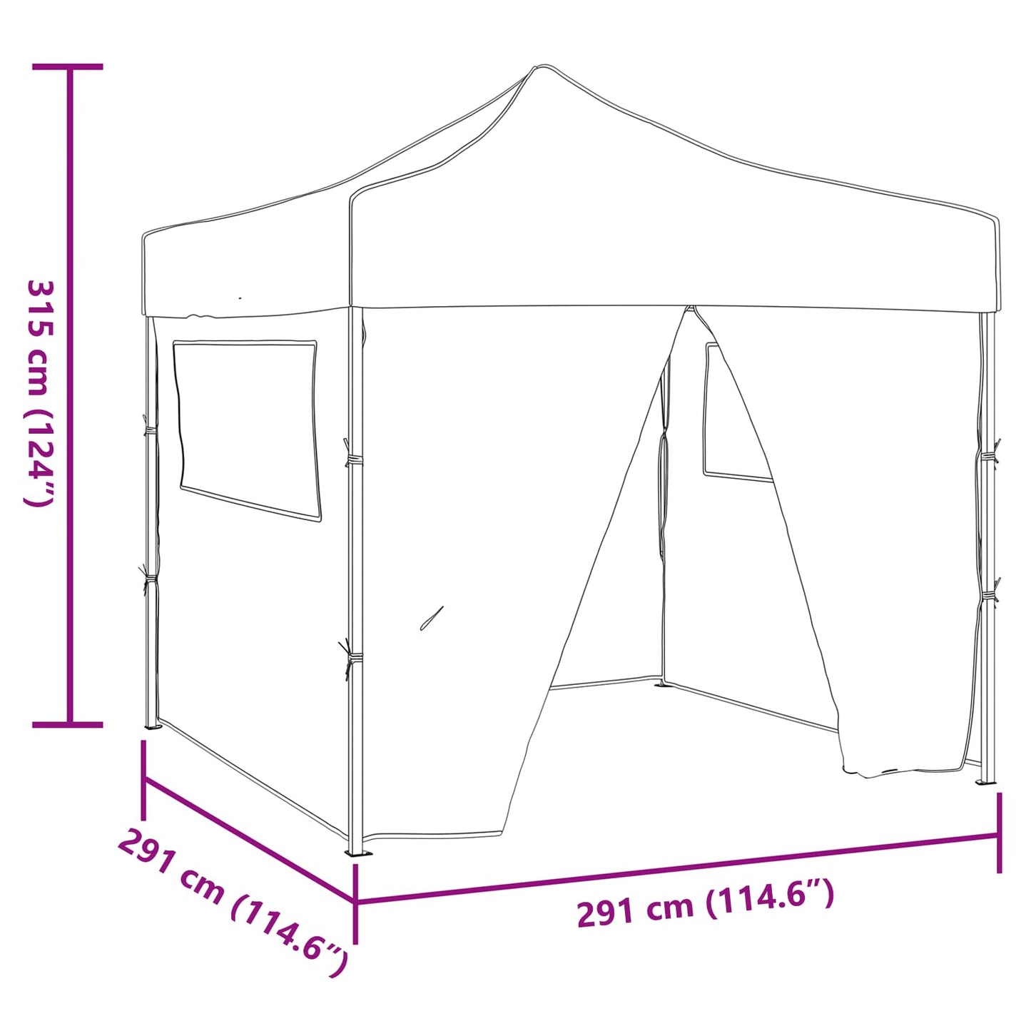 Party-Zelt 291 x 291 x 315 cm Anthrazit Oxford-Stoff
