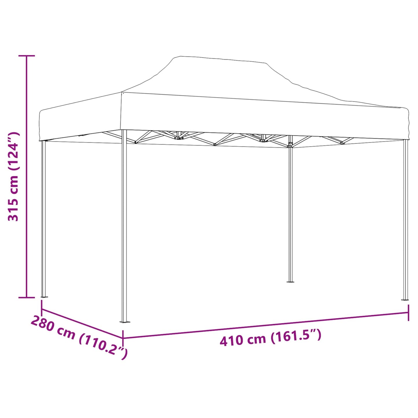 Party-Zelt 280 x 410 x 315 cm Anthrazit Oxford-Stoff