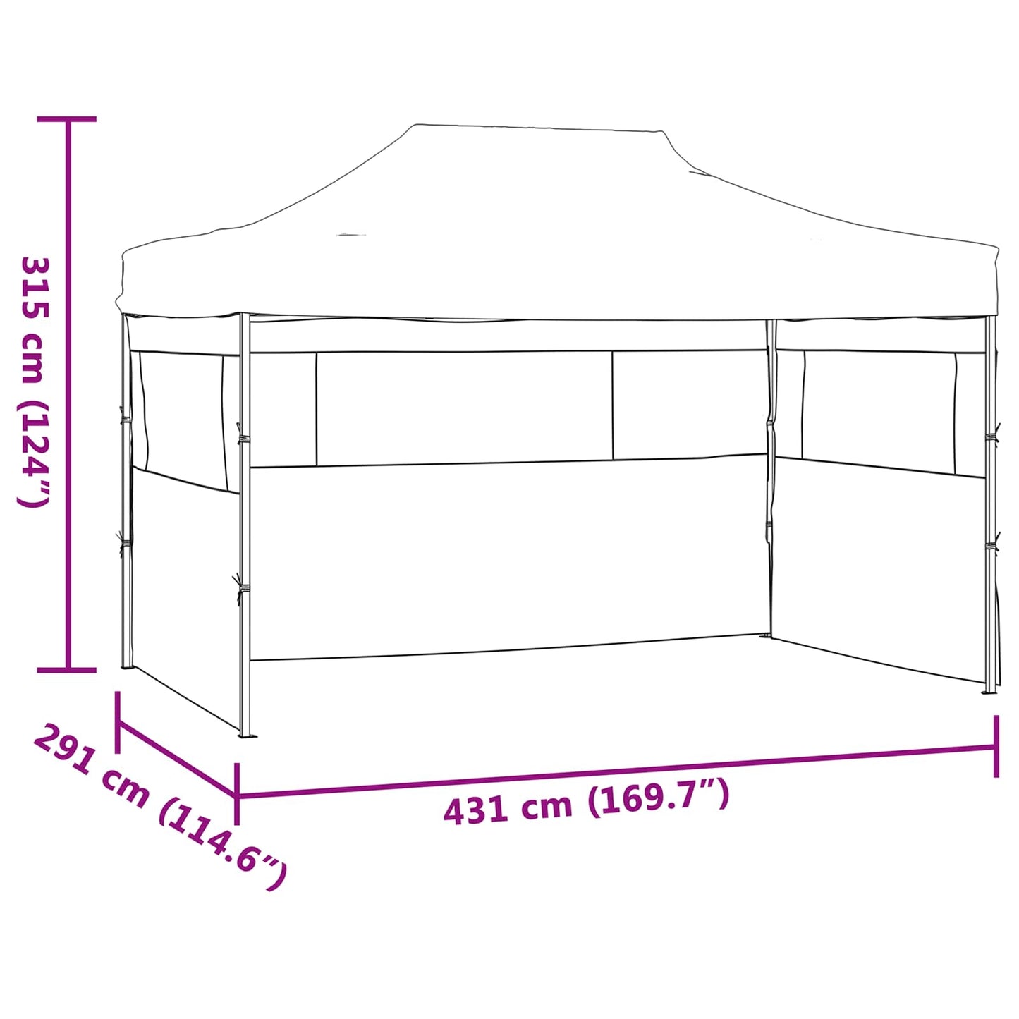 Partyzelt 291 x 431 x 315 cm Creme Oxford-Stoff