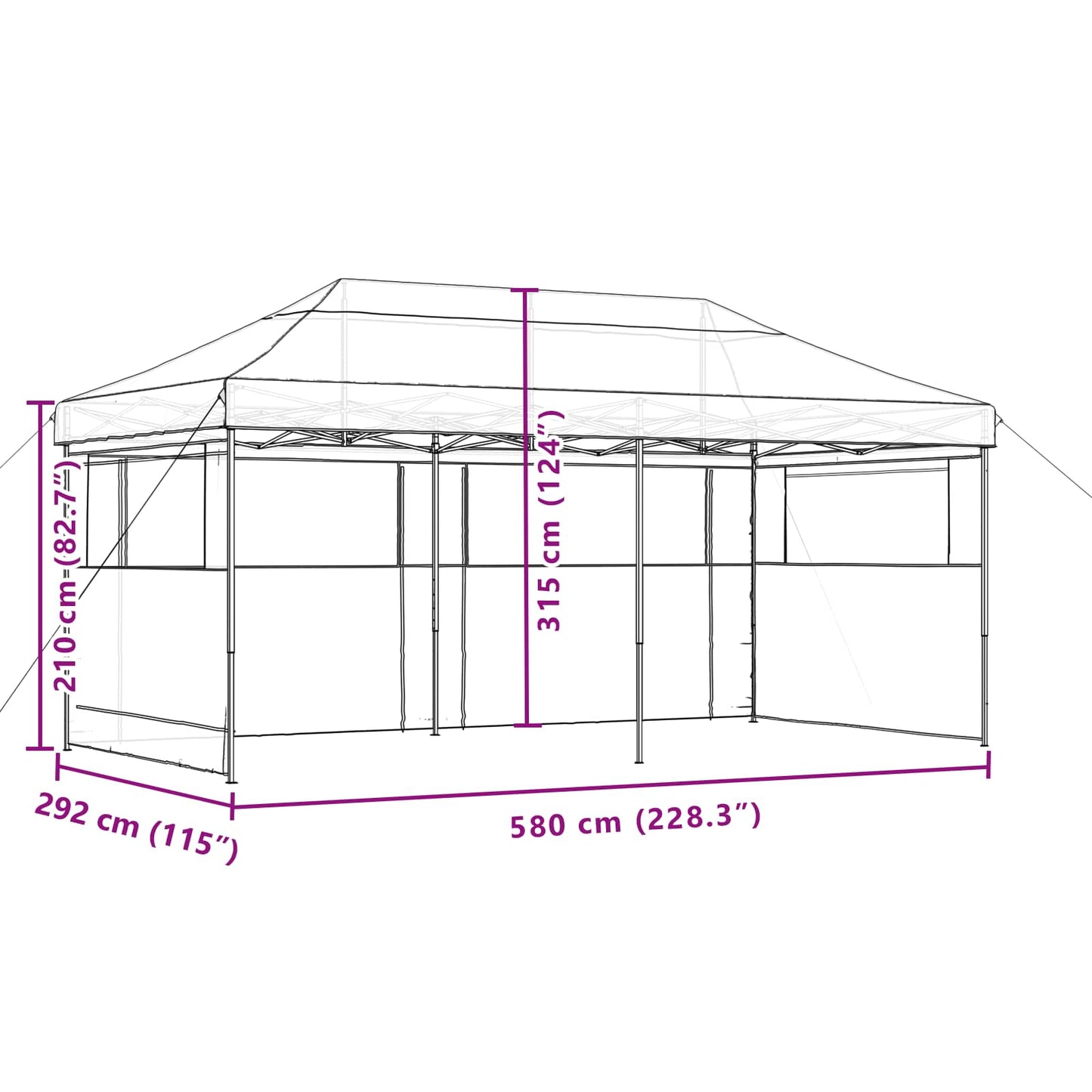 Partyzelt 292 x 580 x 315 cm Grün Oxford-Stoff
