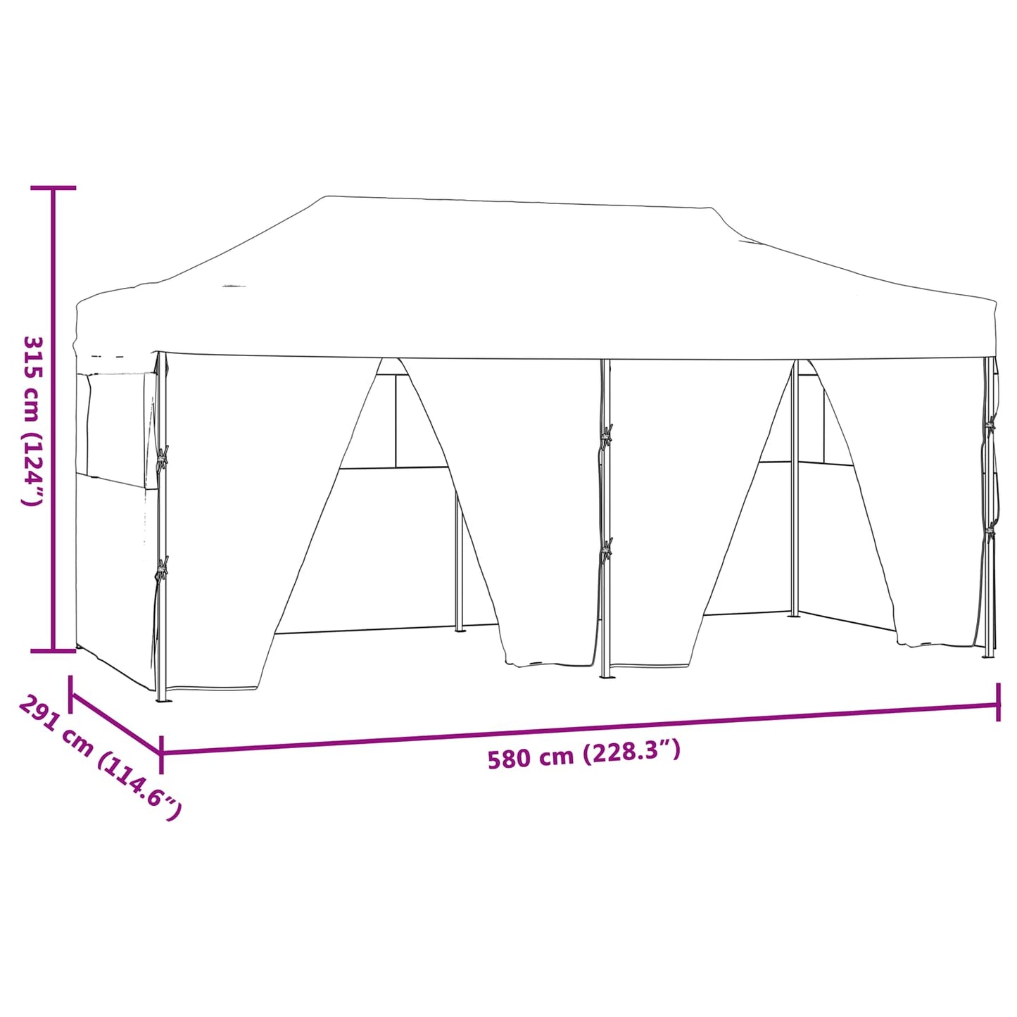 Partyzelt 291 x 580 x 315 cm Blau Oxford-Stoff