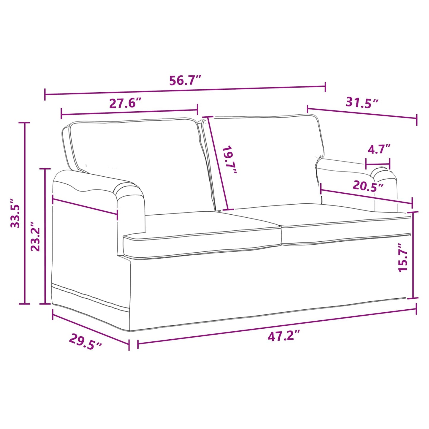 Sofa Set 2 stk. Dunkelgrau Stoff