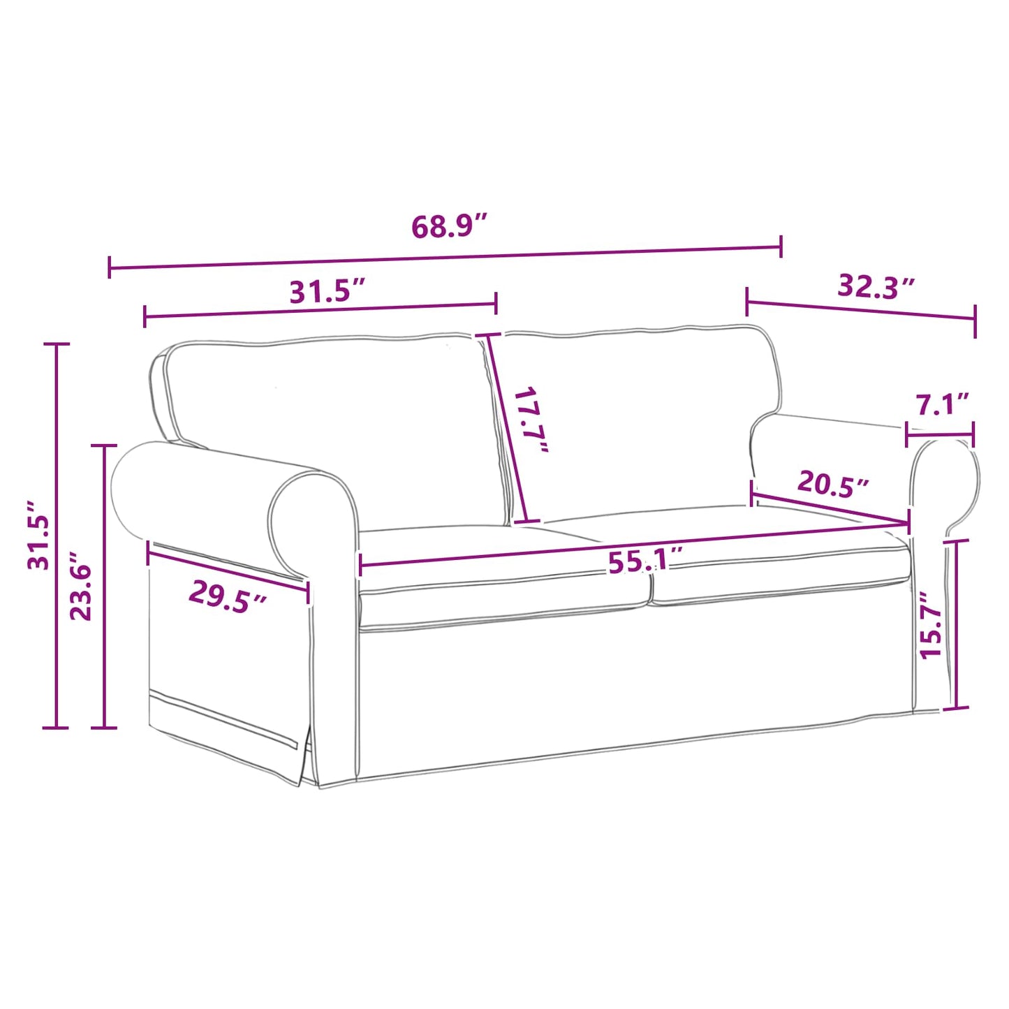 Sofa Set 2 stk. Dunkelgrau Stoff