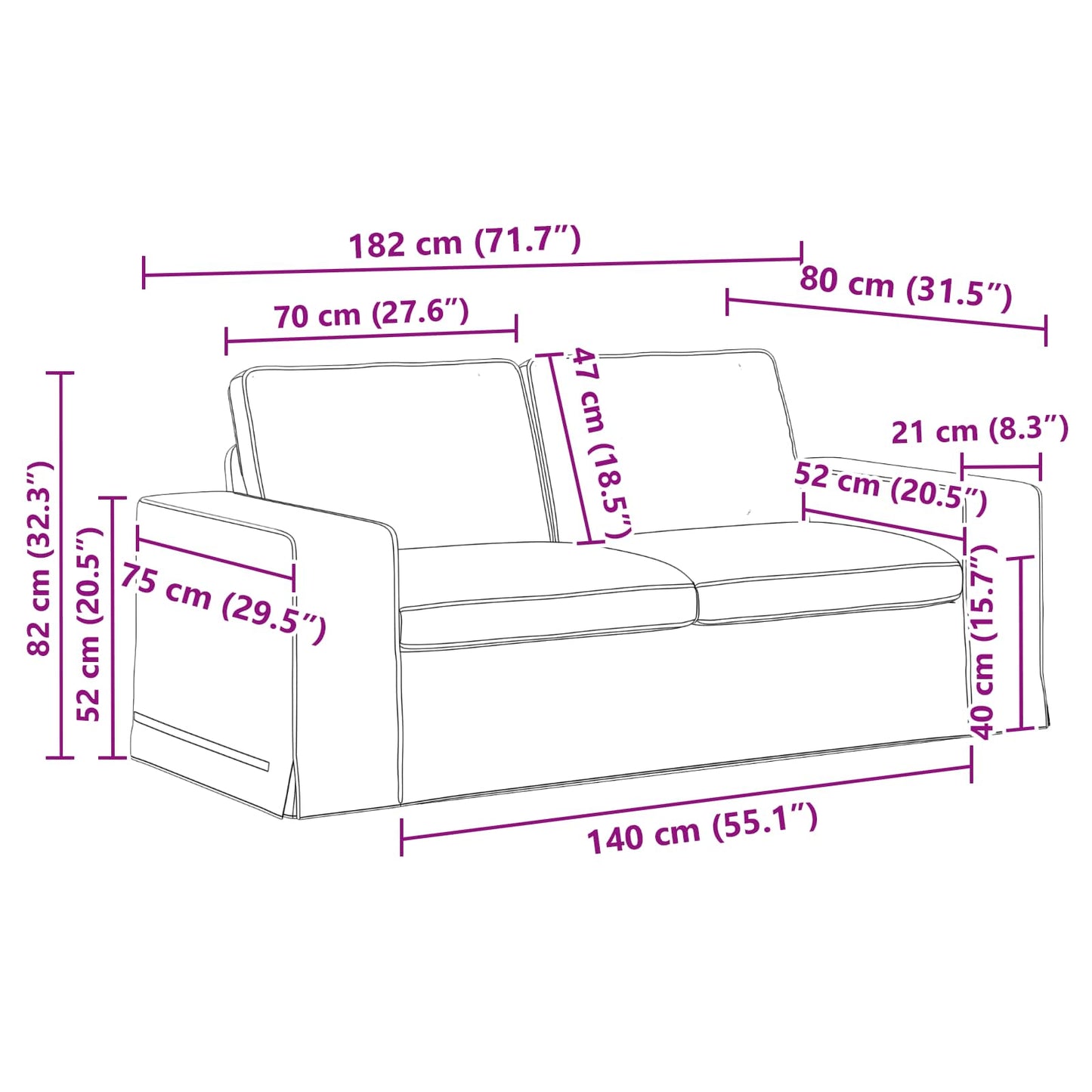 Sofa Set 2 stk. Hellgrau Stoff
