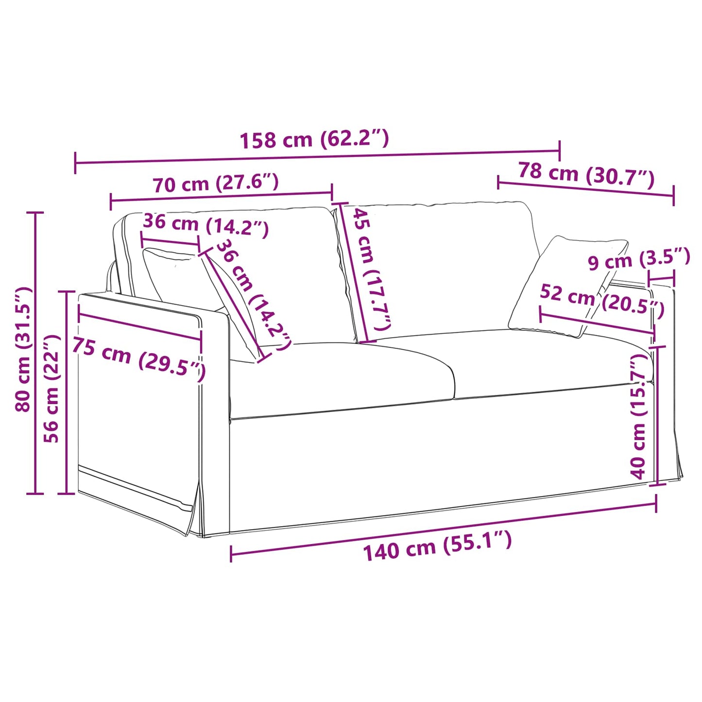 Sofa Set 2 stk. Hellgrau Samt