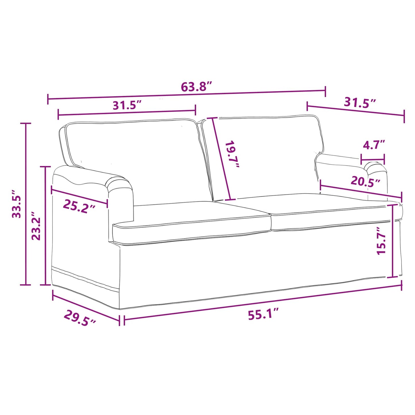 Sofa Set 2 stk. Dunkelgrau Stoff