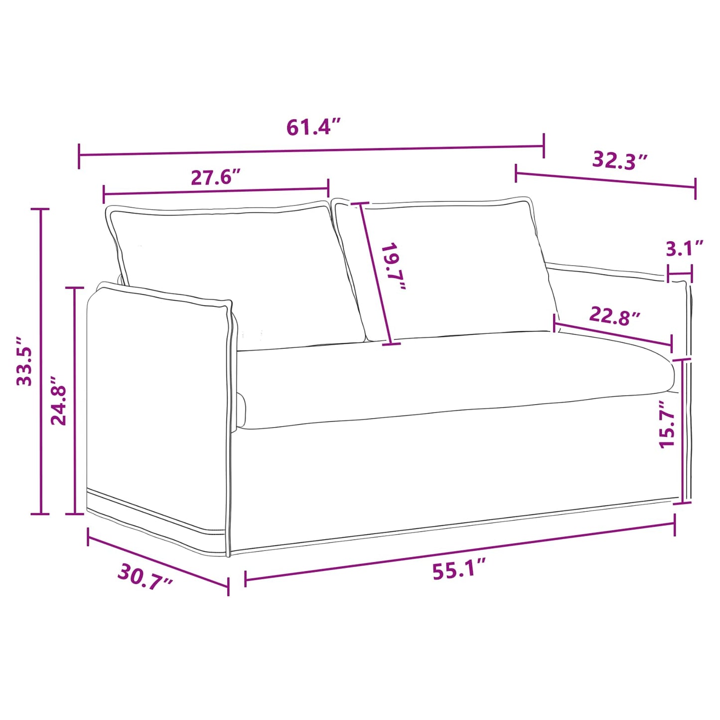 Sofa Set 2 stk. Dunkelgrau Stoff
