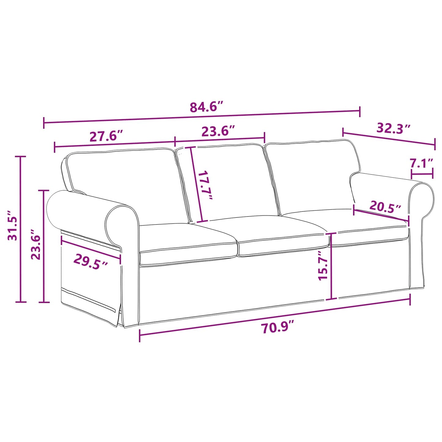 Sofa Set 2 pcs Dunkelgrau 215 x 82 x 80 cm Stoff
