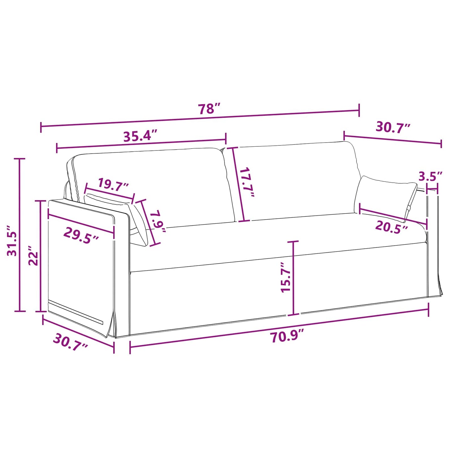 Sofa Set 2 pcs Dunkelgrau 198 x 78 x 80 cm Stoff