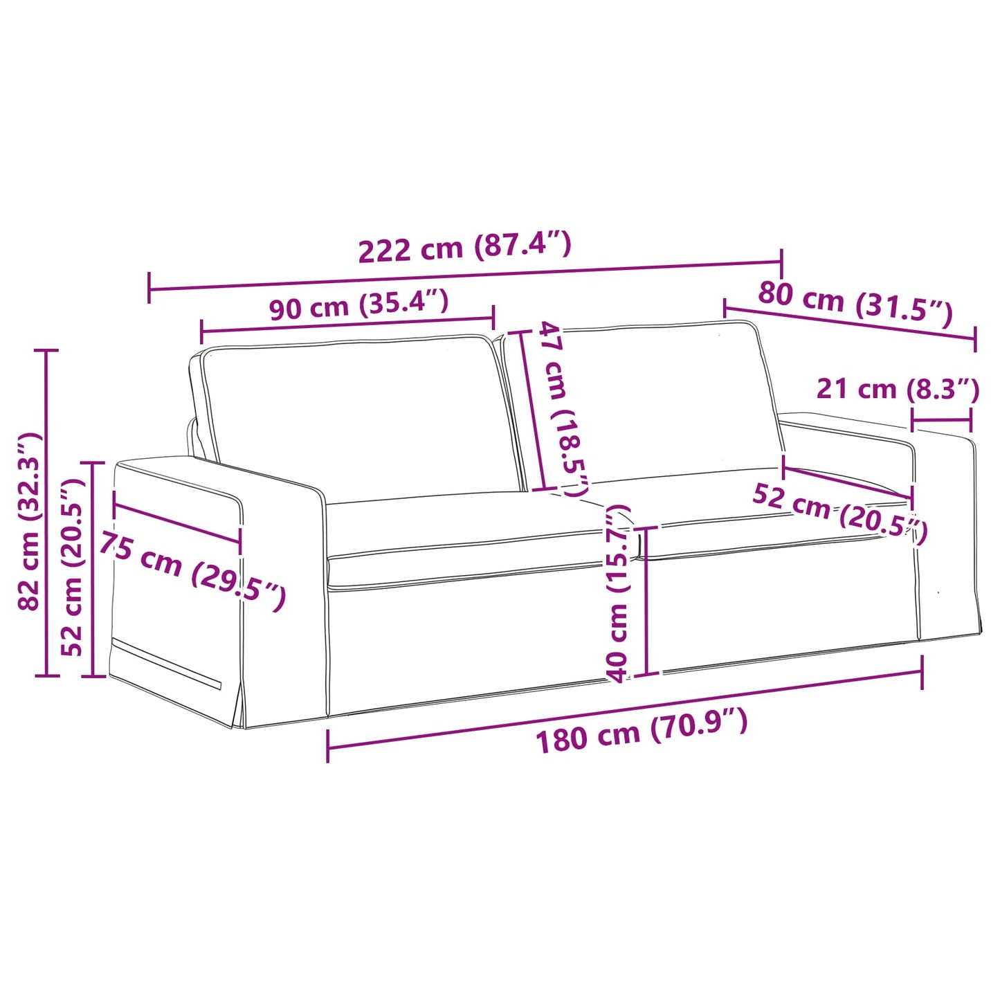 Sofa Set 2 stk. Hellgrau Stoff
