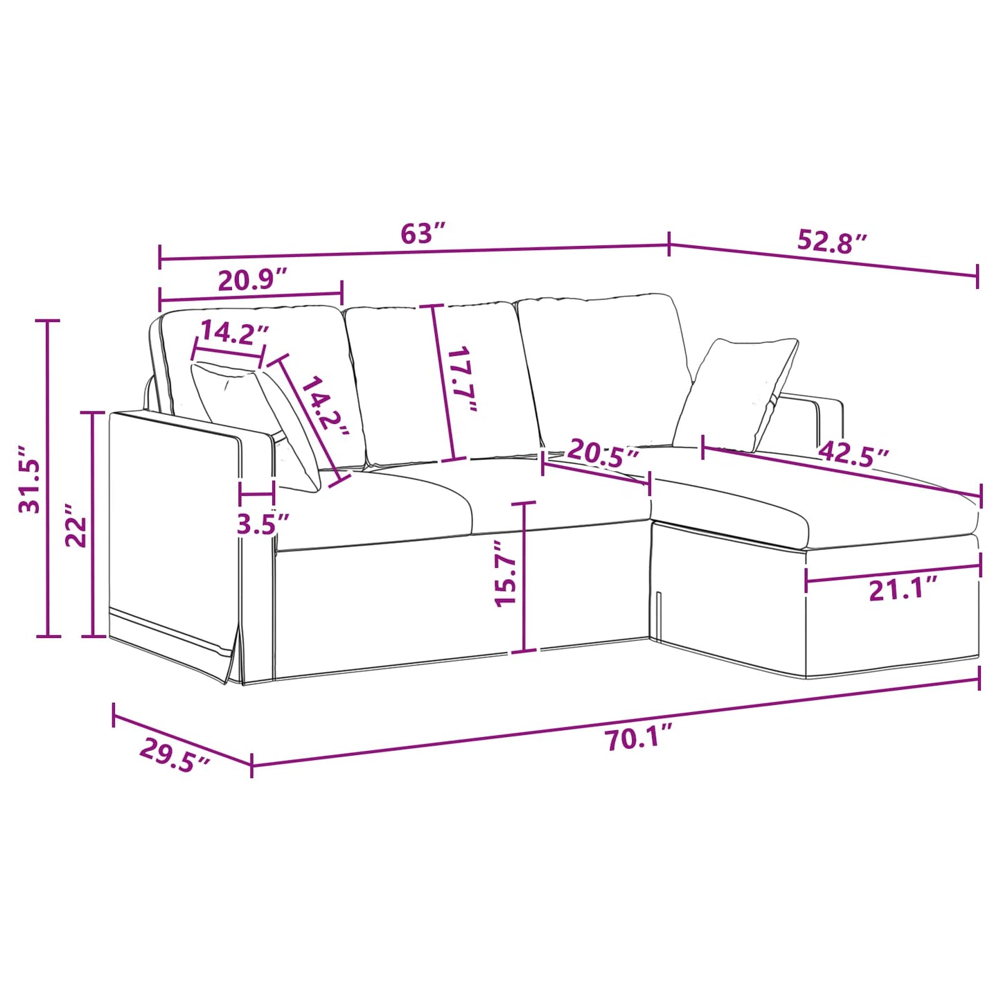 Sofa Dunkelgrau 178 x 134 x 80 cm Samt