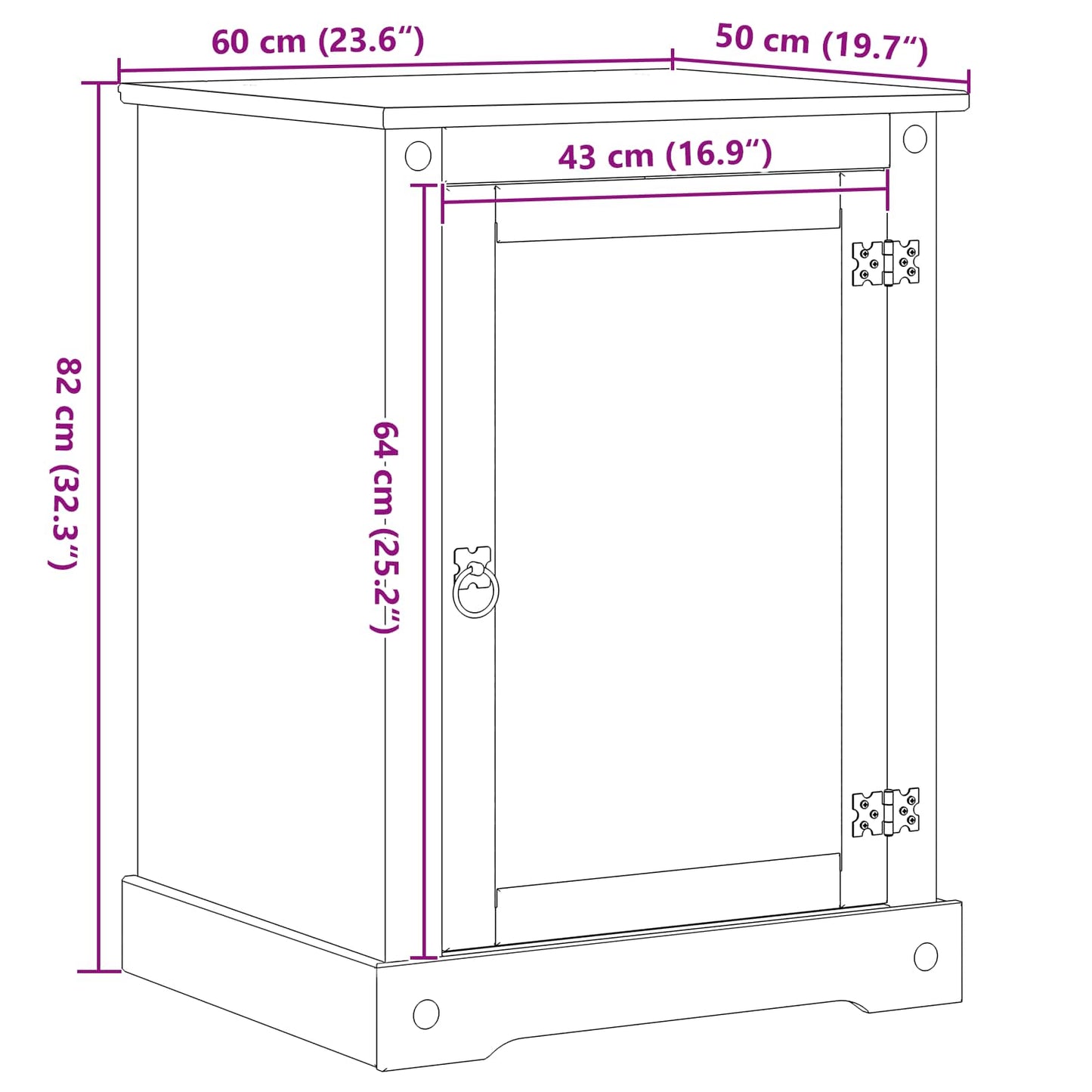 HiFi-Schrank Weiß 60 x 50 x 82 cm Massives Kiefernholz