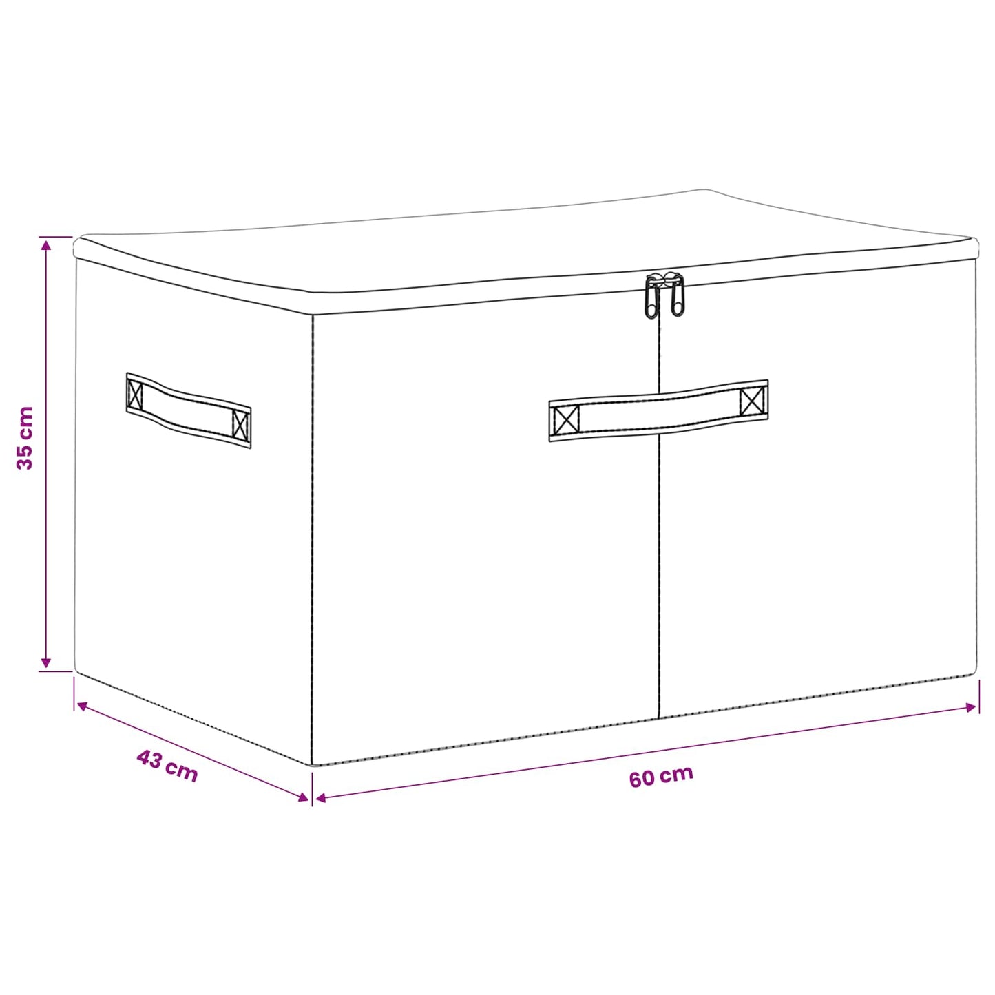Aufbewahrungsbox Vliesstoff 60 x 43 x 35 cm 90,3 L Anthrazit