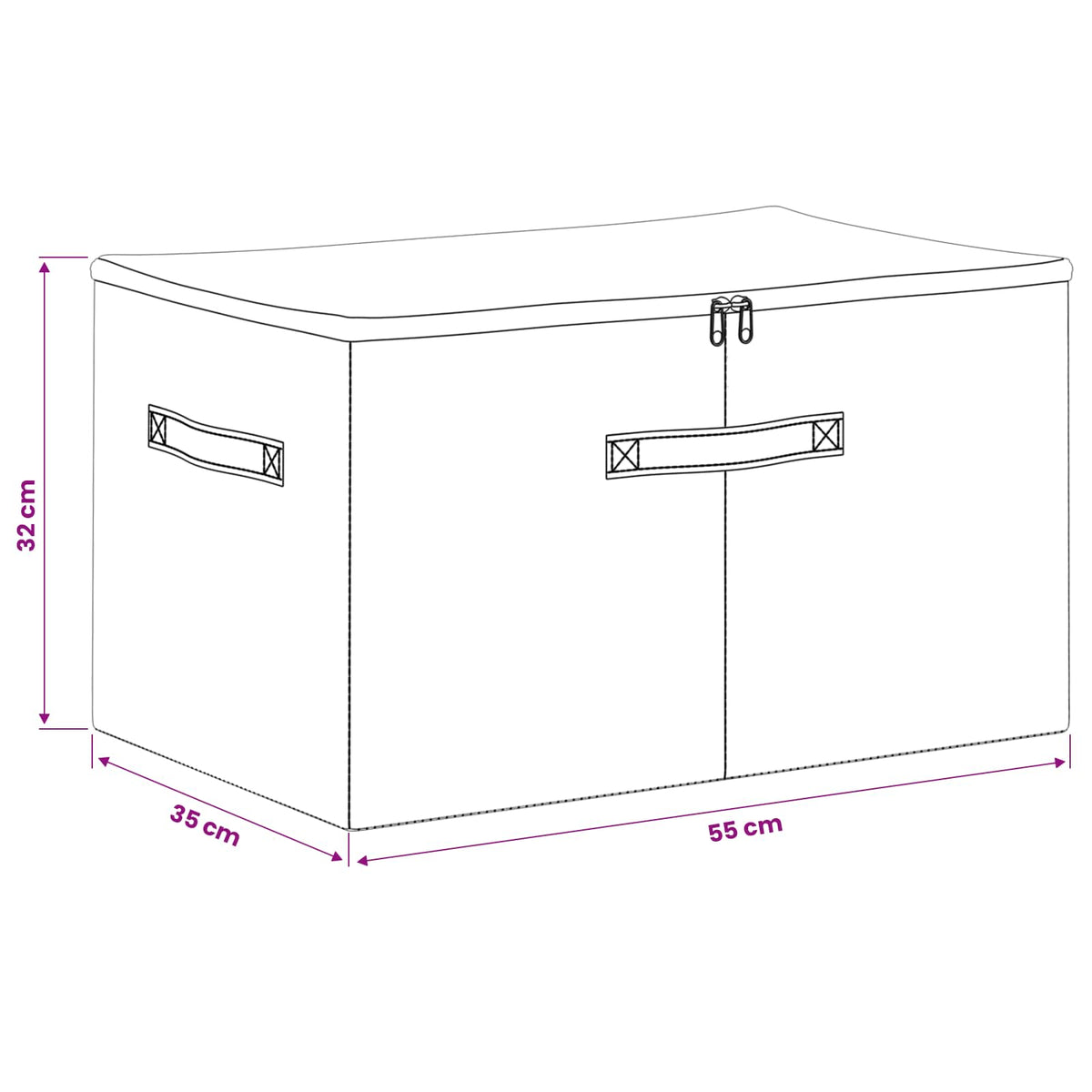 Aufbewahrungsbox 2 stk. Vliesstoff 55 x 35 x 32 cm 61,6 L Creme