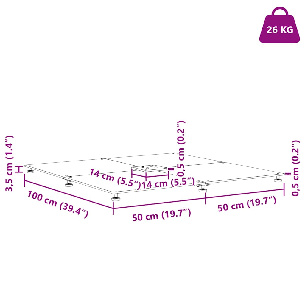 Sonnenschirmständer Dunkelgrau Holzlook 100 x 100 x 4 cm Stahl