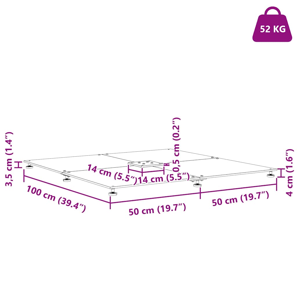 Sonnenschirmständer Schwarz 100 x 100 x 4 cm Stahl