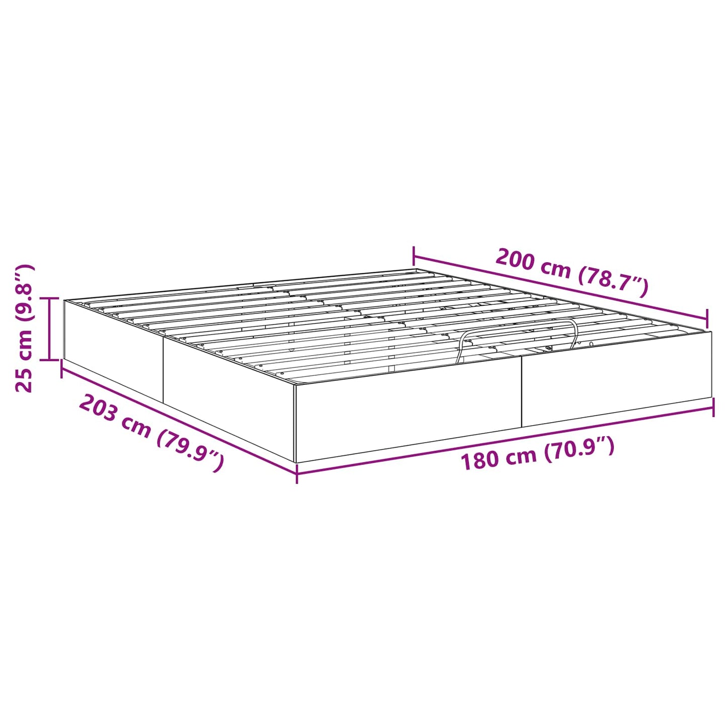 Ottoman Bettgestell Weiß 203 x 180 x 25 cm Holzwerkstoff