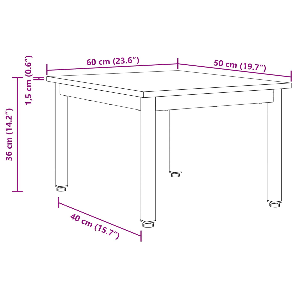 Couchtisch Raucharbe 60 x 50 x 36 cm Holzwerkstoff