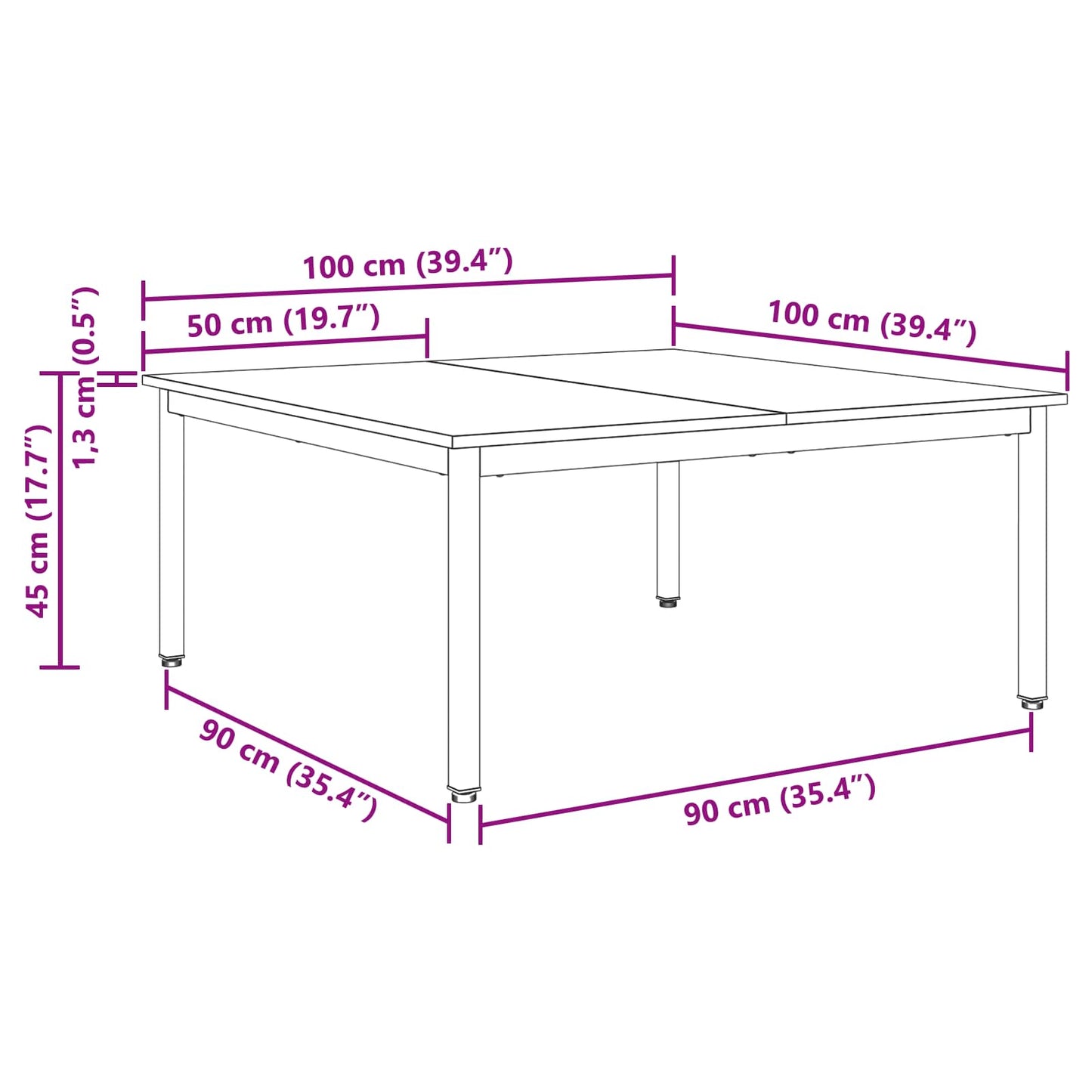 Couchtisch Schwarz Eichen-Optik 100 x 100 x 45 cm Holzwerkstoff