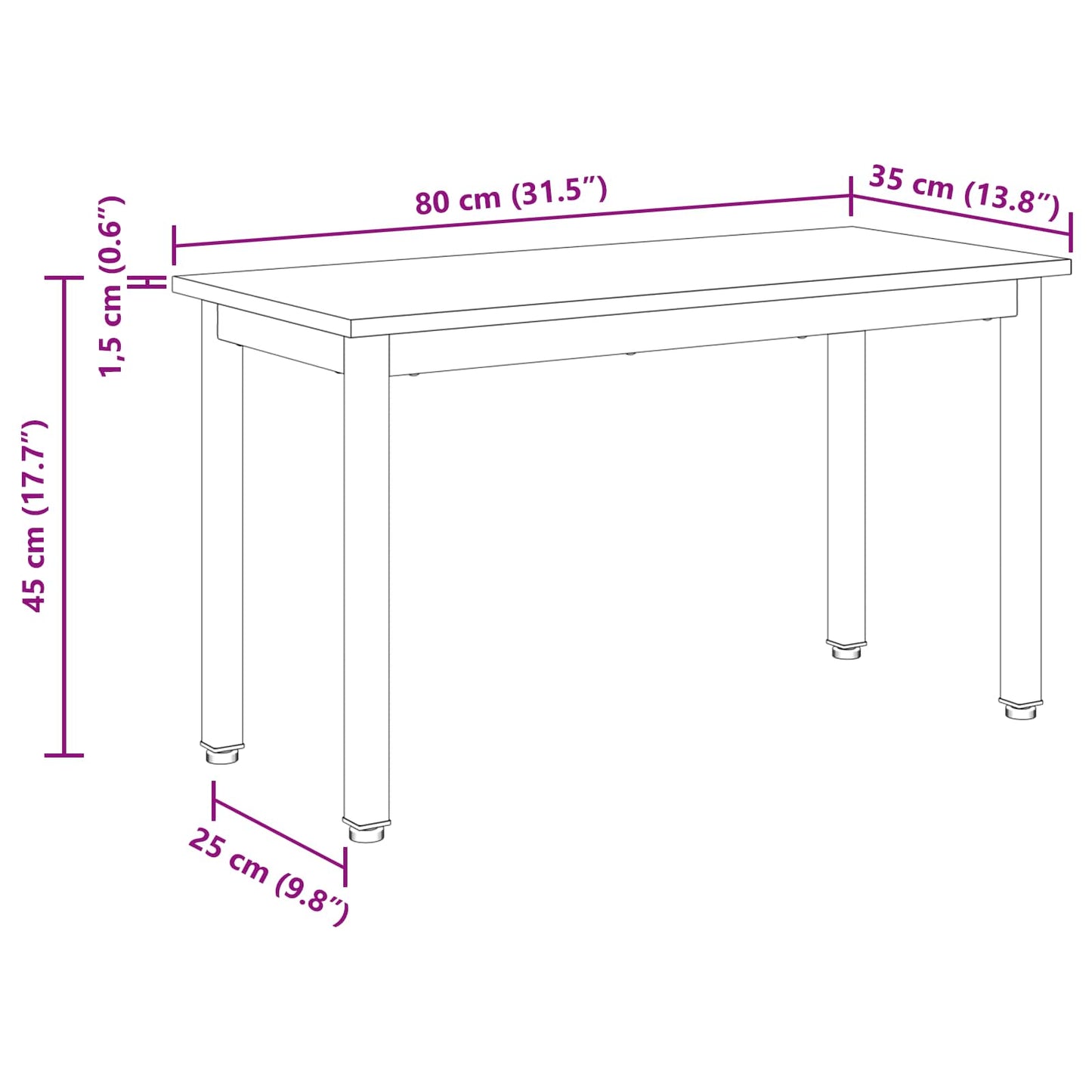 Bank Raucharbe 80 x 35 x 45 cm Holzwerkstoff