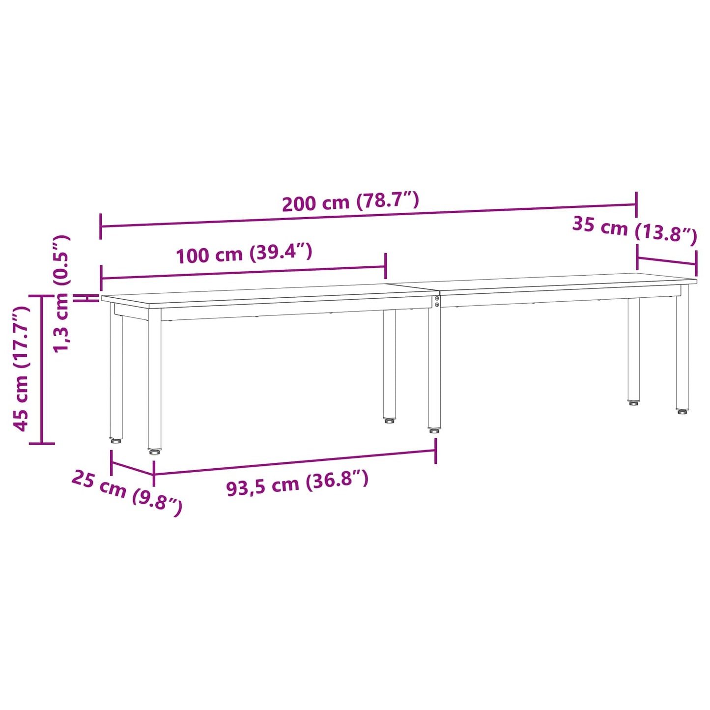 Bank Sonoma 200 x 35 x 45 cm Holzwerkstoff