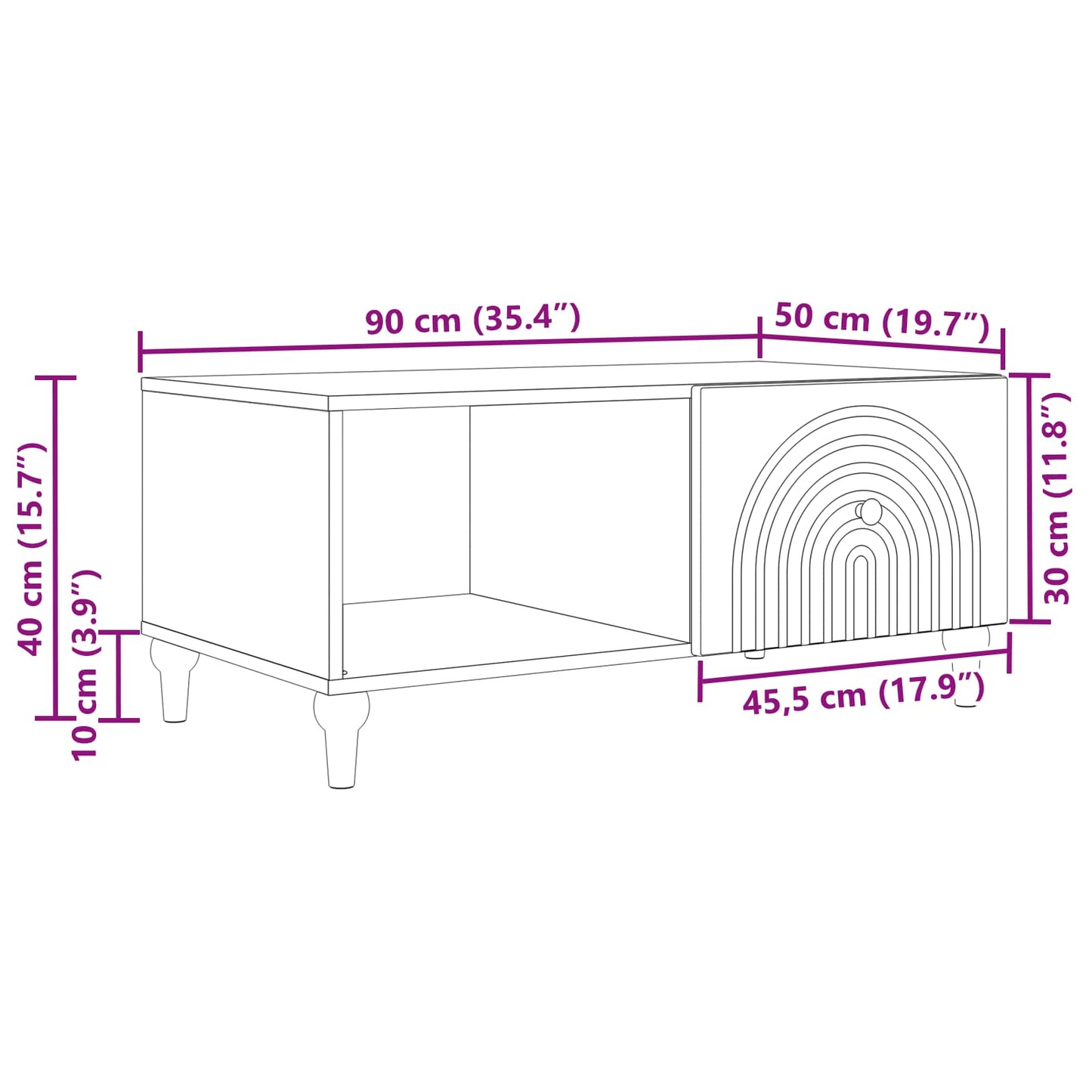 Couchtisch Weiß 90 x 50 x 40 cm Holzwerkstoff