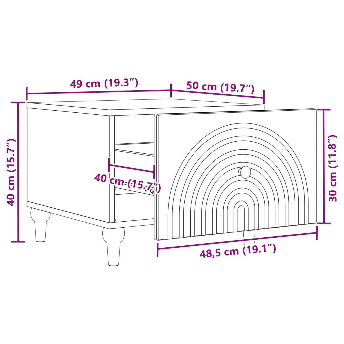 Couchtisch mit Schubladen Schwarz 49 x 50 x 40 cm Holzwerkstoff