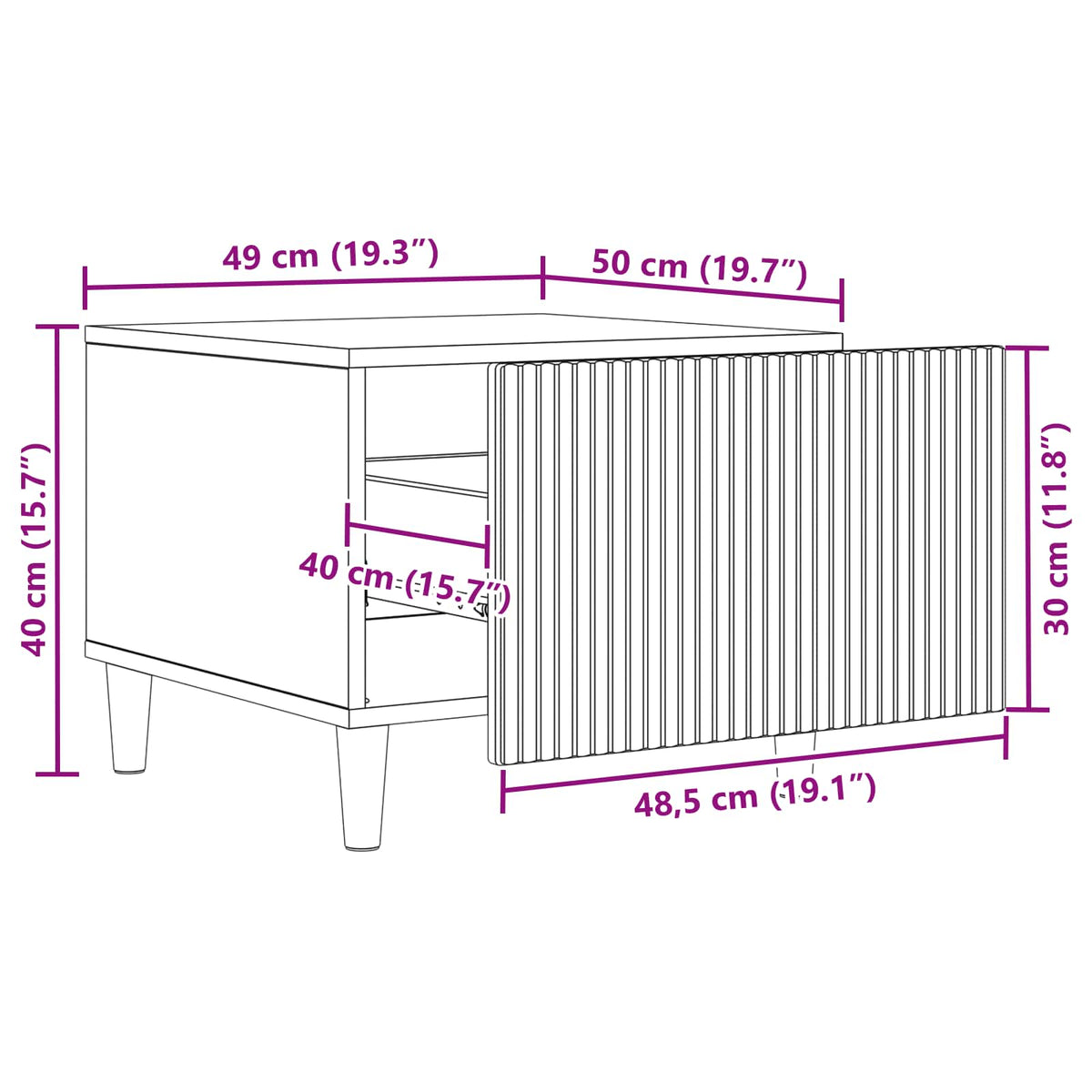 Couchtisch mit Schubladen Schwarz 49 x 50 x 40 cm Holzwerkstoff