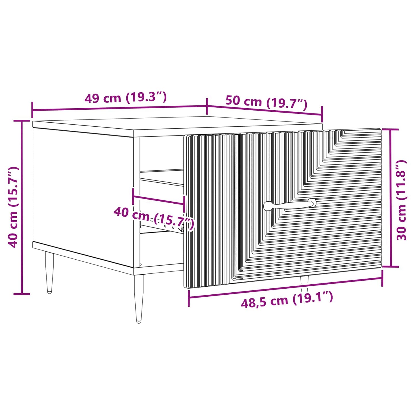 Couchtisch Sonoma-Eiche 49 x 50 x 40 cm Holzwerkstoff