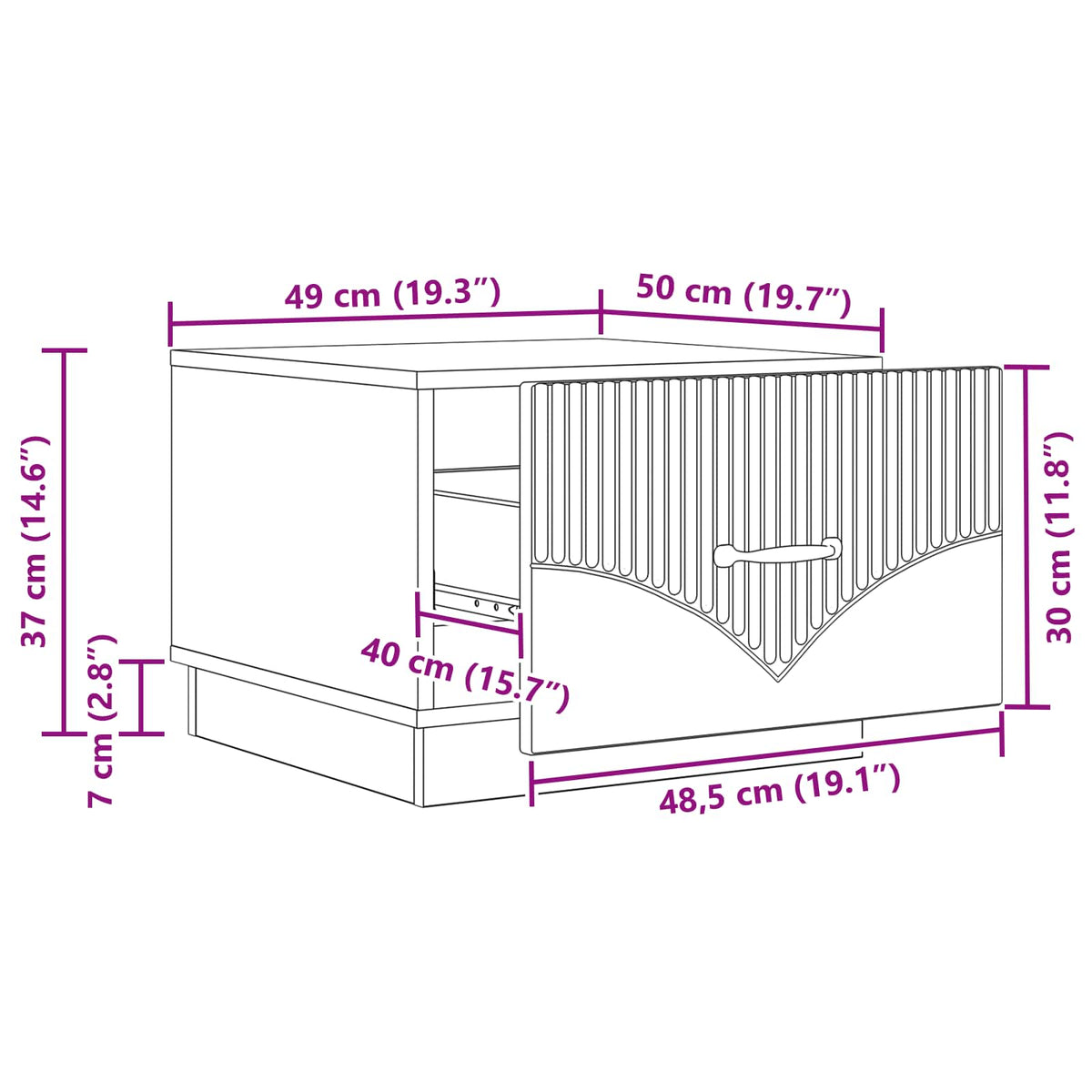 Couchtisch mit Schubladen Weiß 49 x 50 x 37 cm Holzwerkstoff