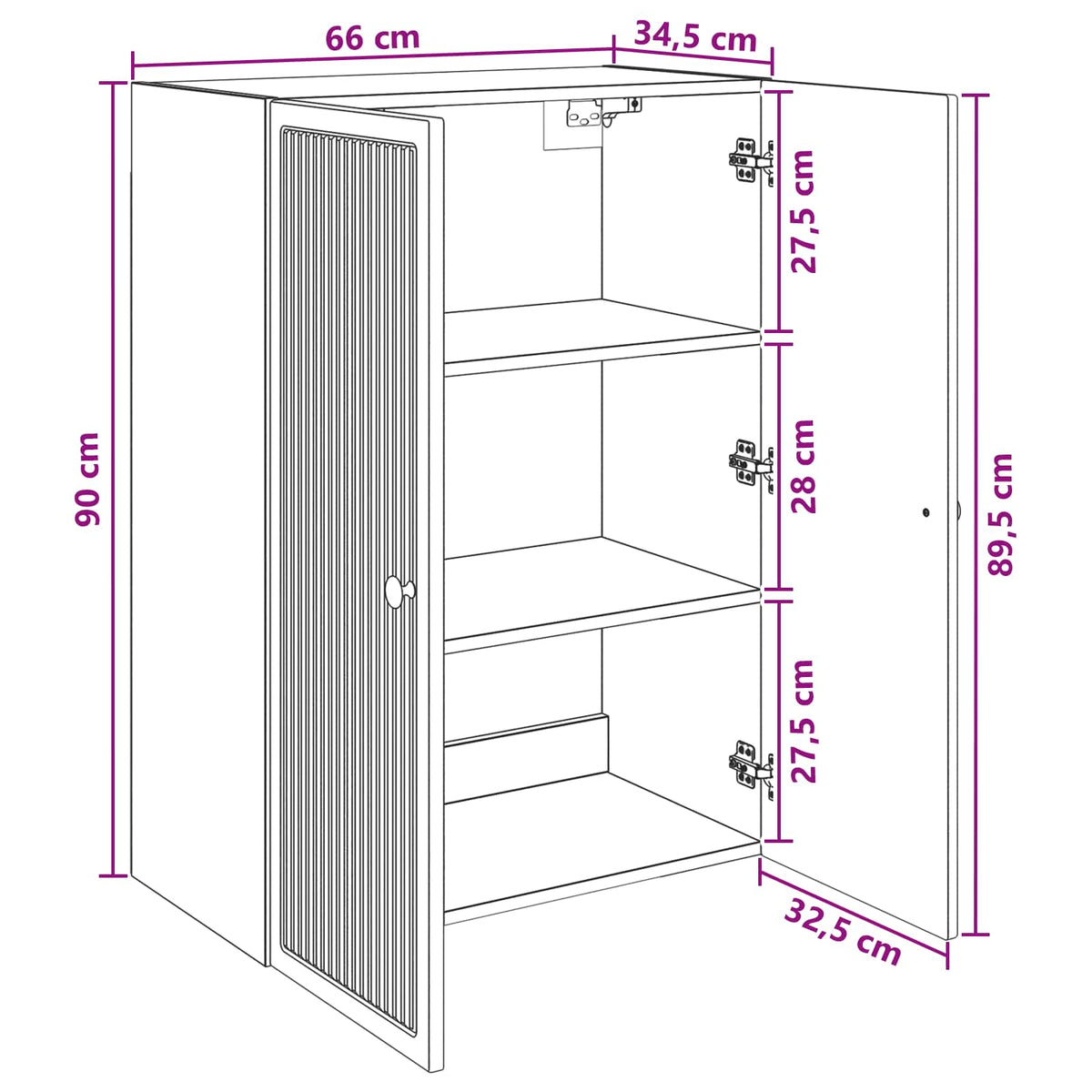 Wandschrank Geräucherte Eiche 66 x 34,5 x 90 cm Holzwerkstoff