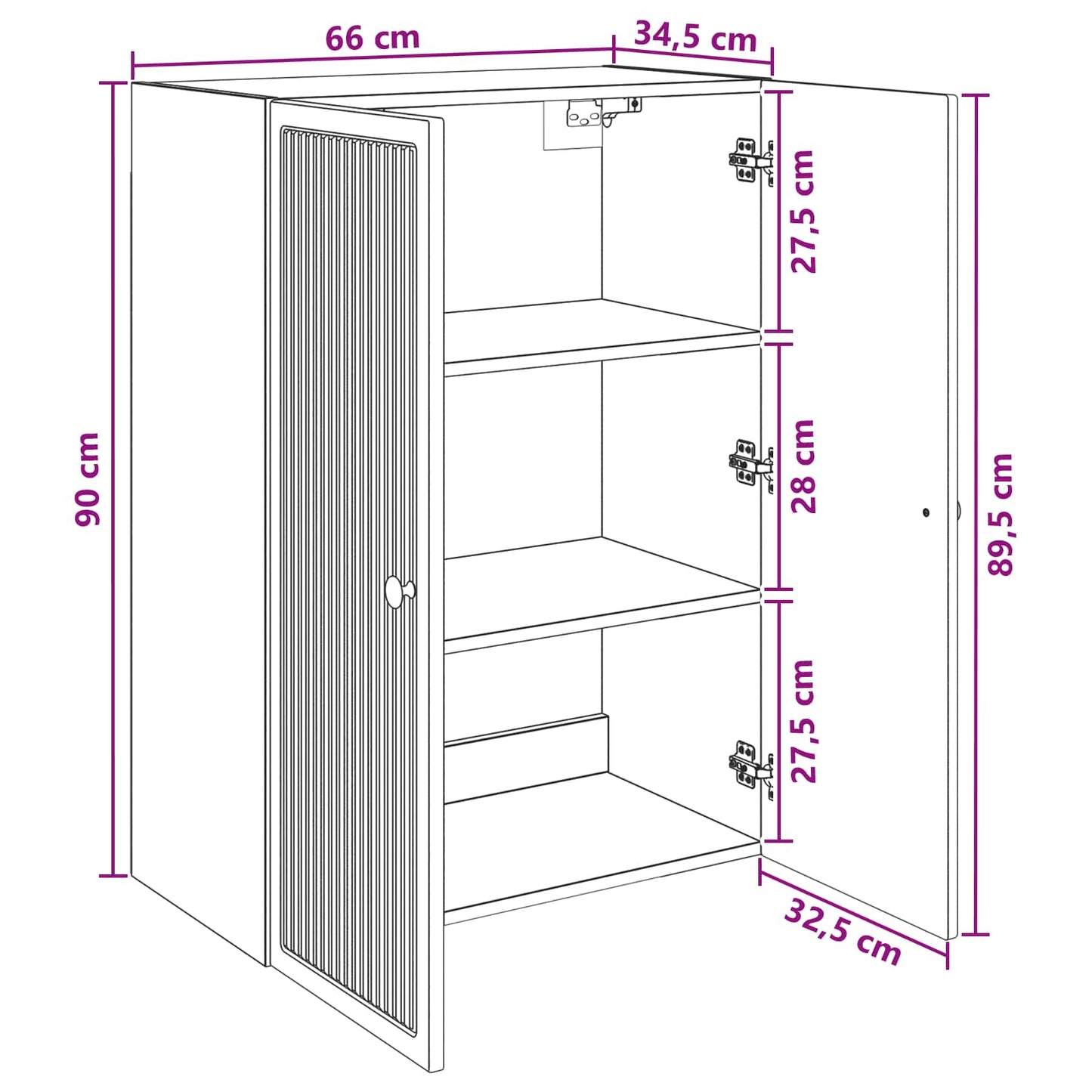 Wandschrank 66 x 34,5 x 90 cm Holzwerkstoff Artisan-Eiche