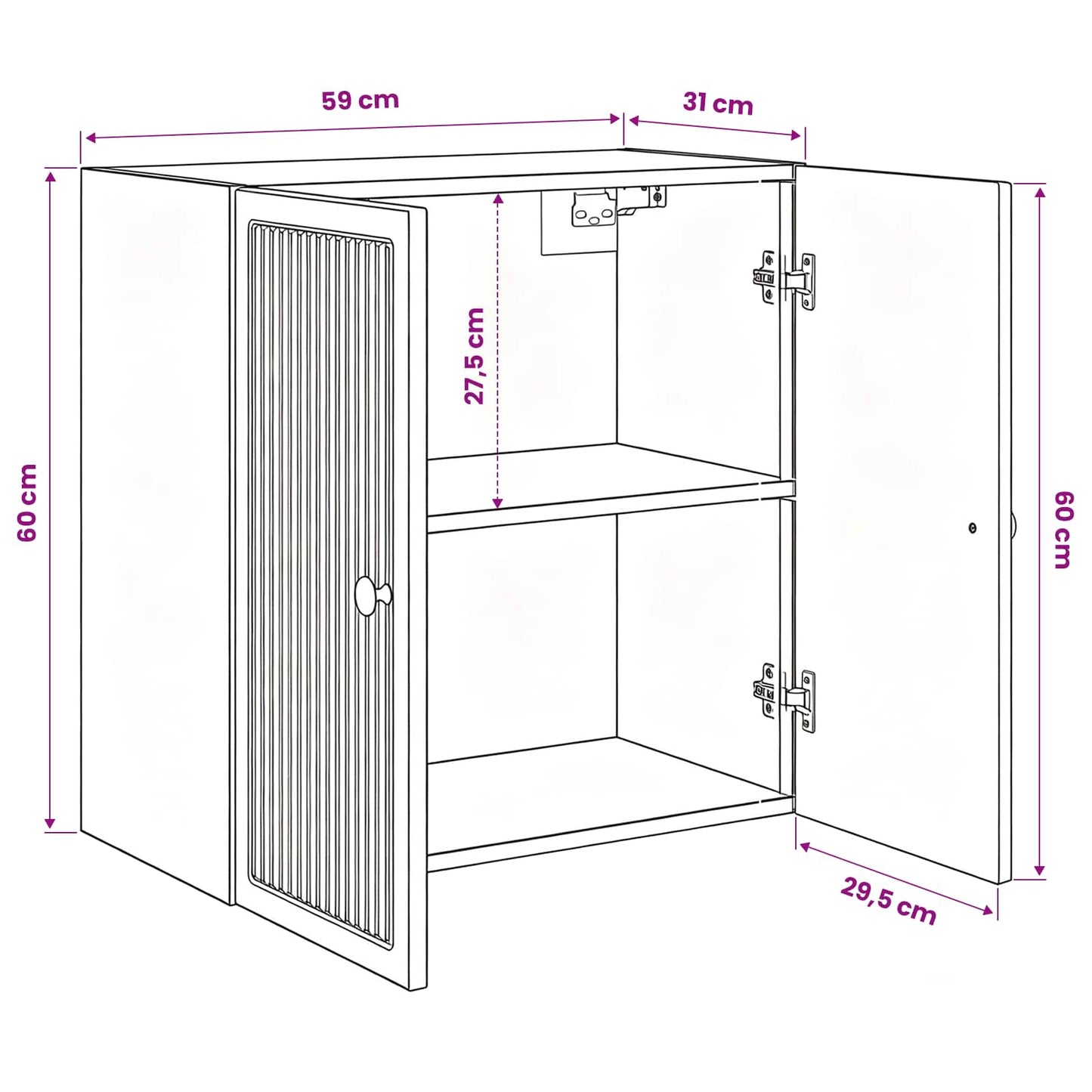 Wandschrank Weiß 59 x 31 x 60 cm Holzwerkstoff