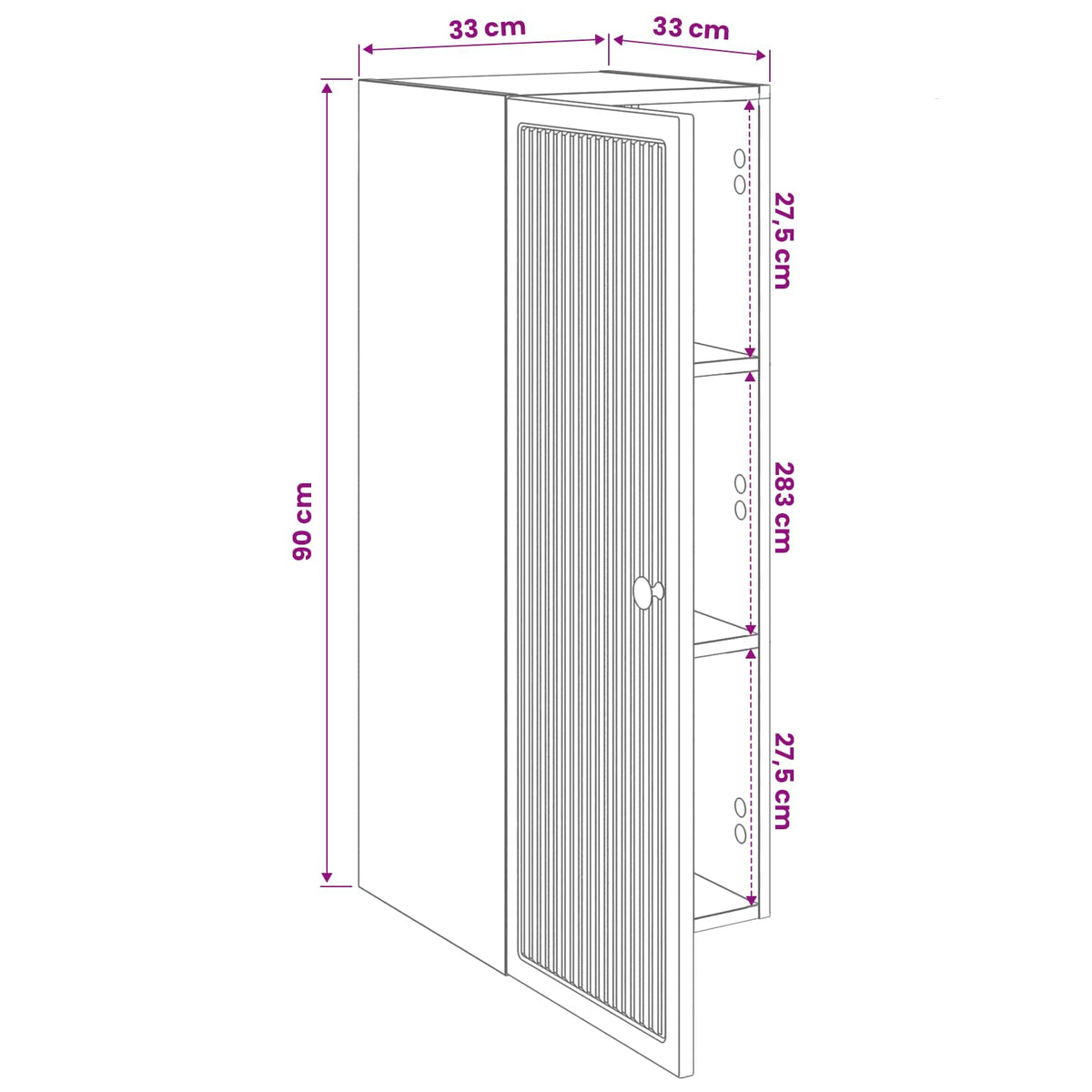 Wandschrank Weiß 33 x 34,5 x 90 cm Holzwerkstoff