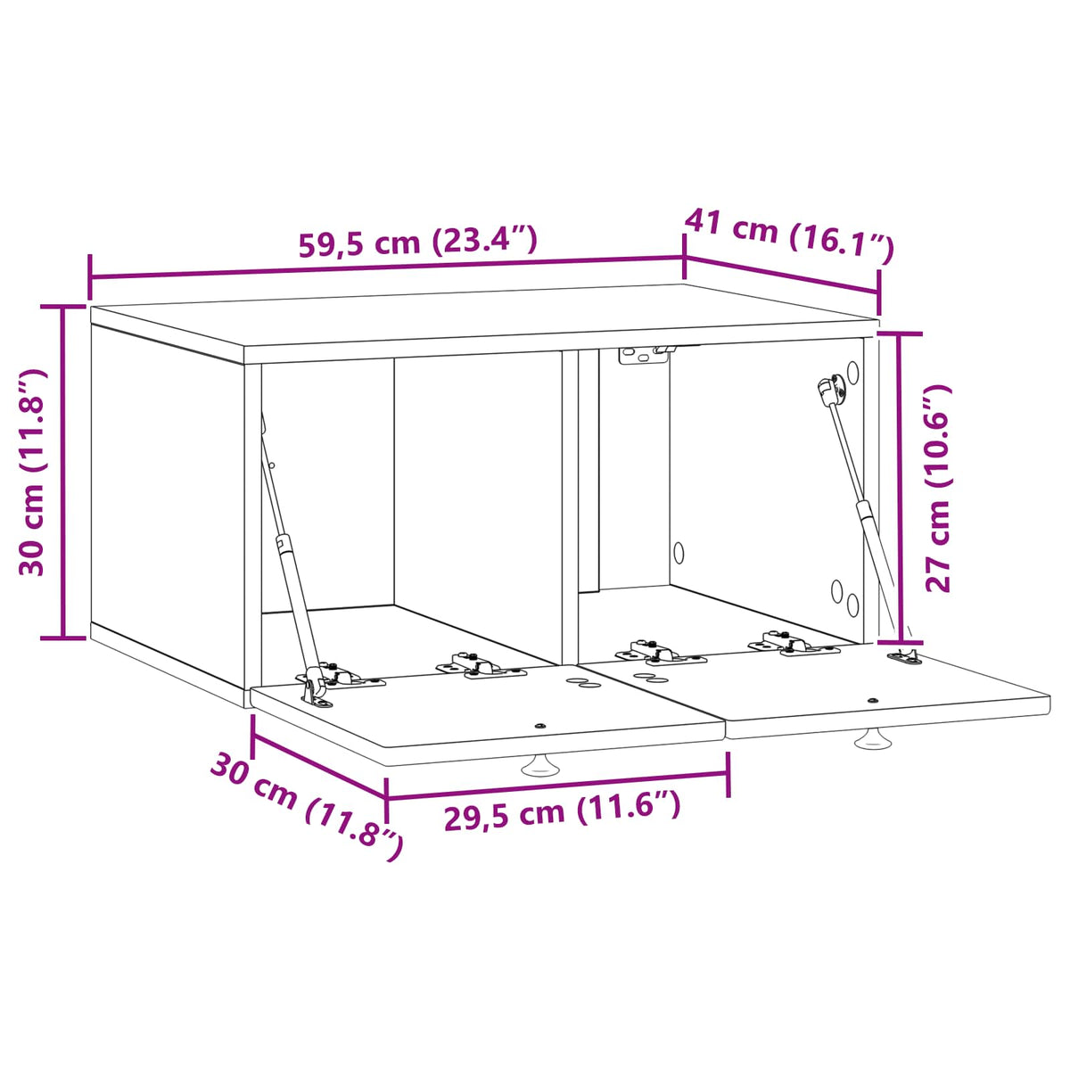 Wandmontierter TV-Schrank Sonoma-Eiche 59,5 x 41 x 30 cm